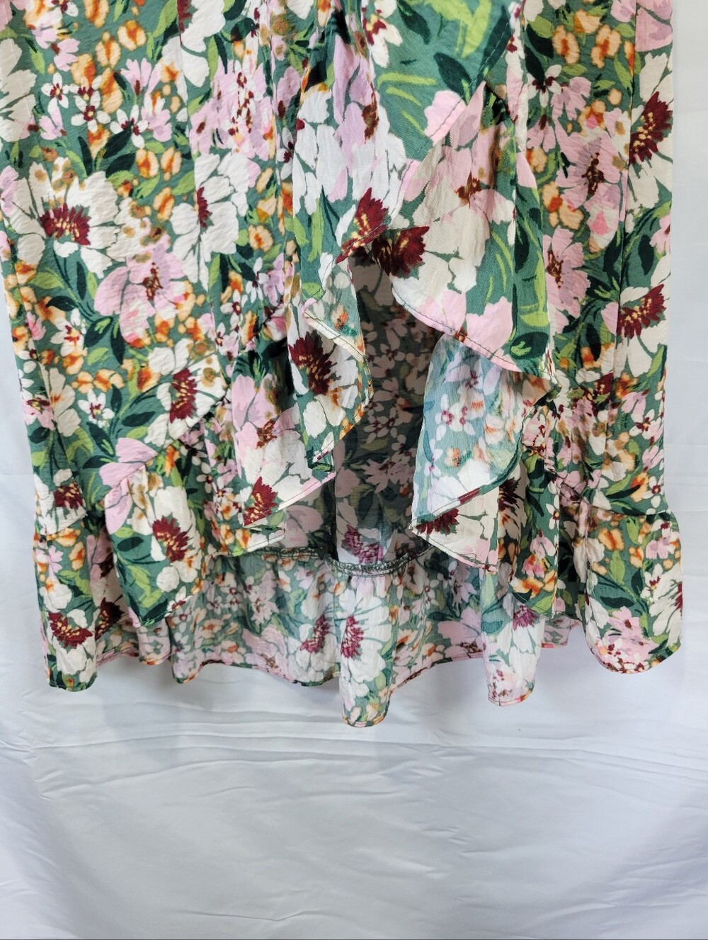 Floral Ruffle Cottagecore Feminine Chic High-low Prarie, Flowergarden Midi Dress - Picture 7 of 13